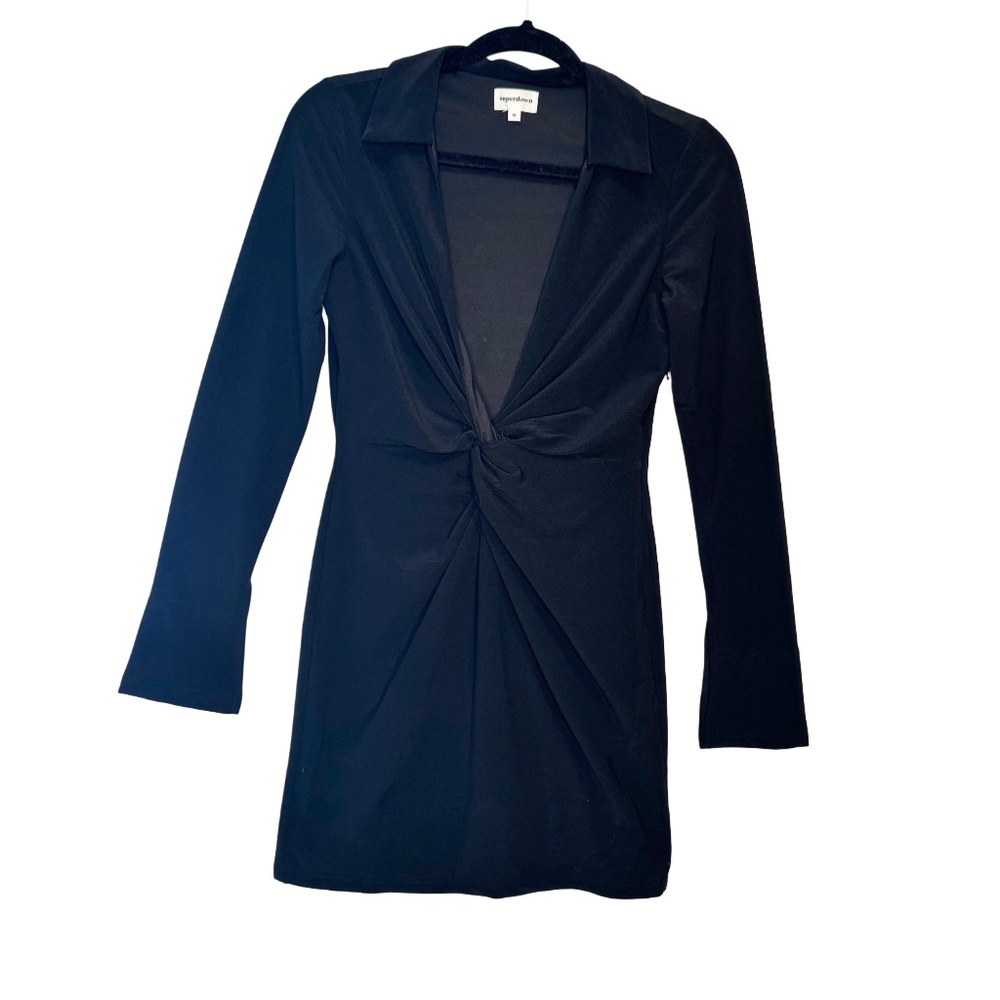 Revolve Superdown Long Sleeve Black Jersey Mini Dress